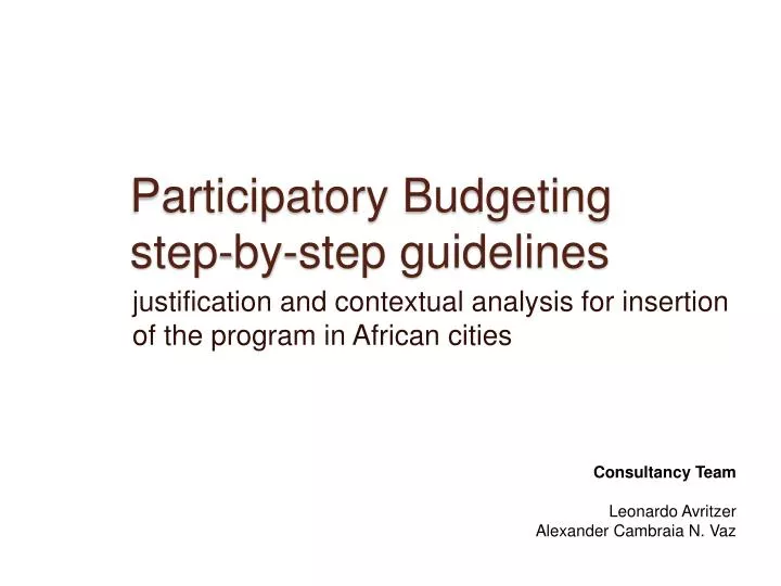 participatory budgeting step by step guidelines