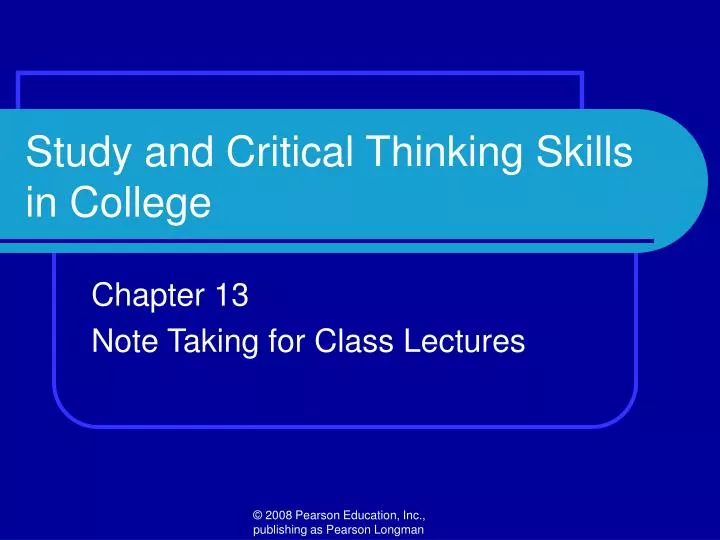 study and critical thinking skills in college