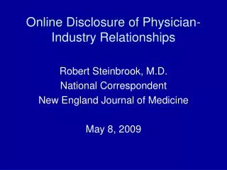 Online Disclosure of Physician-Industry Relationships