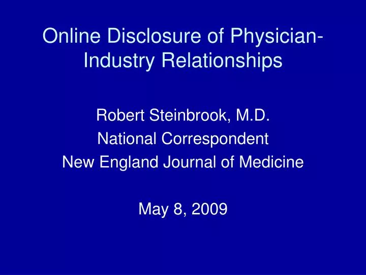 online disclosure of physician industry relationships