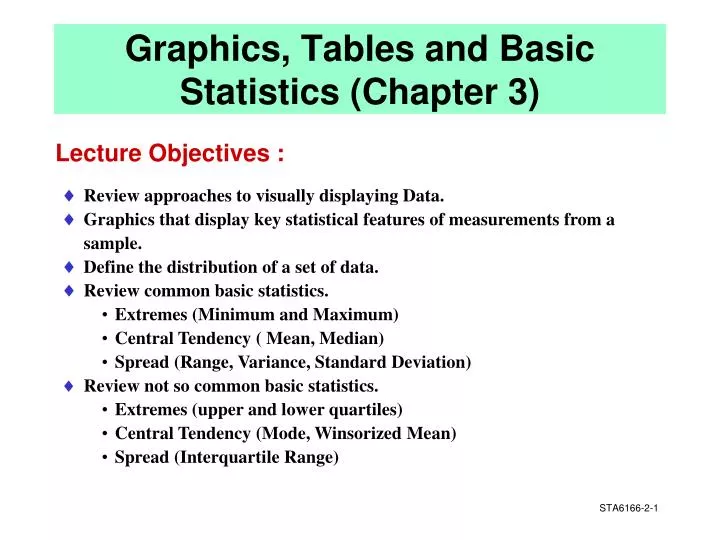 graphics tables and basic statistics chapter 3