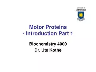 Motor Proteins - Introduction Part 1