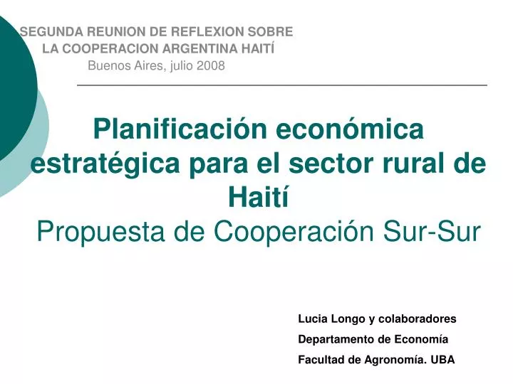 planificaci n econ mica estrat gica para el sector rural de hait propuesta de cooperaci n sur sur