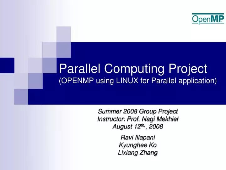 parallel computing project openmp using linux for parallel application