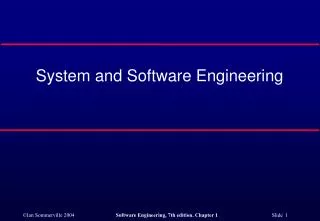 System and Software Engineering