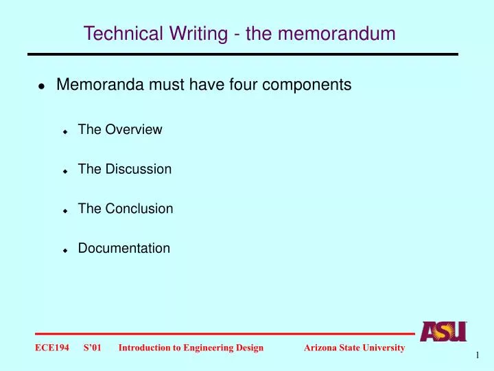 technical writing the memorandum