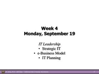 Week 4 Monday, September 19