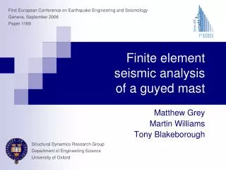 Finite element seismic analysis of a guyed mast