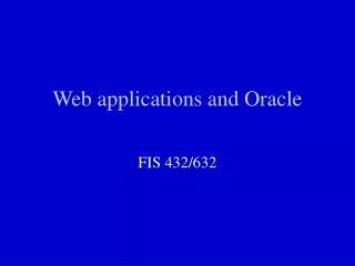 Web applications and Oracle