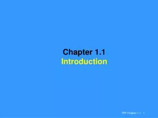 Chapter 1.1 Introduction