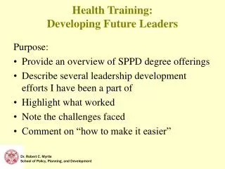 Health Training: Developing Future Leaders