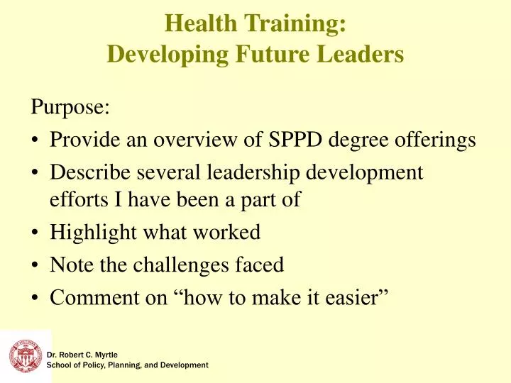 health training developing future leaders