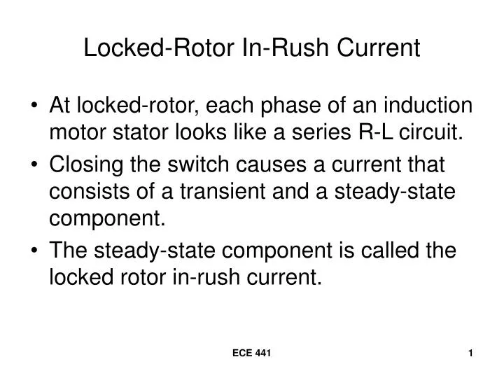 locked rotor in rush current