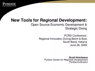 Scott Hutcheson Purdue Center for Regional Development Purdue Extension