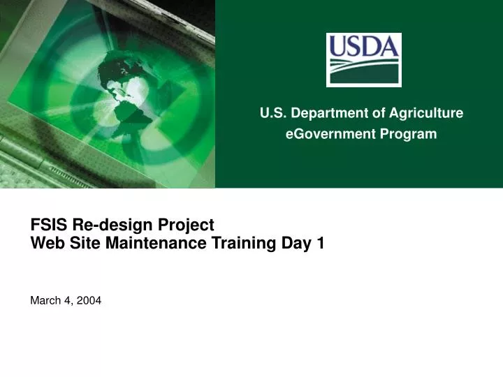 fsis re design project web site maintenance training day 1 march 4 2004