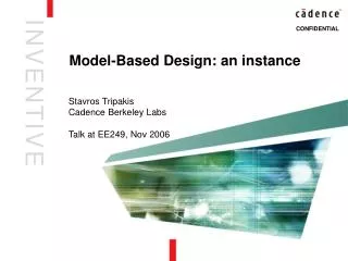 Model-Based Design: an instance