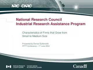 National Research Council Industrial Research Assistance Program