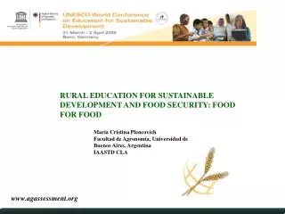 RURAL EDUCATION FOR SUSTAINABLE DEVELOPMENT AND FOOD SECURITY: FOOD FOR FOOD