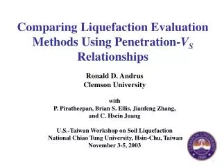 Comparing Liquefaction Evaluation Methods Using Penetration- V S Relationships