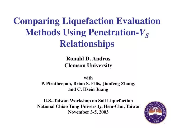 comparing liquefaction evaluation methods using penetration v s relationships
