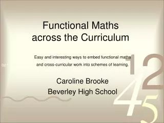 Functional Maths across the Curriculum