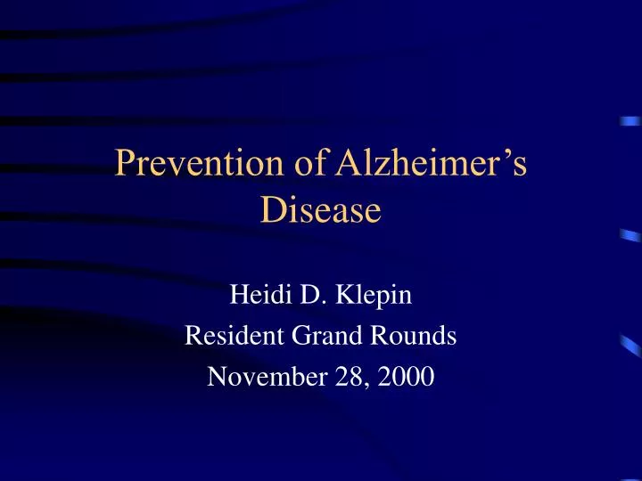 prevention of alzheimer s disease
