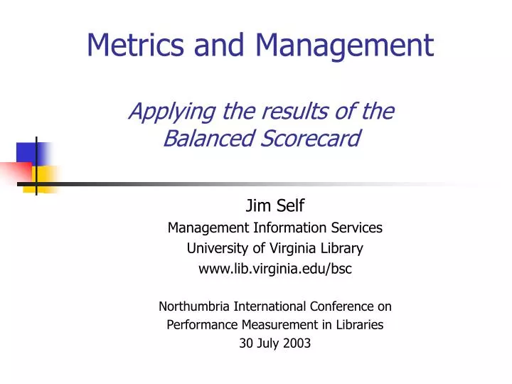 metrics and management applying the results of the balanced scorecard