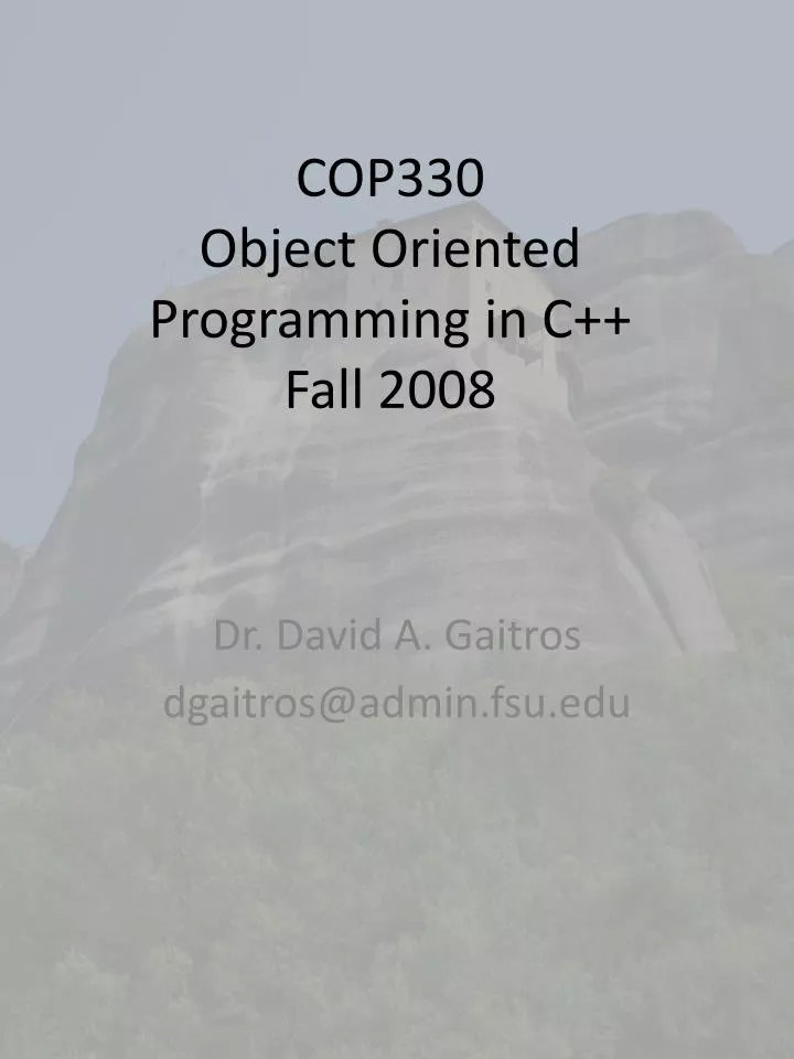 cop330 object oriented programming in c fall 2008