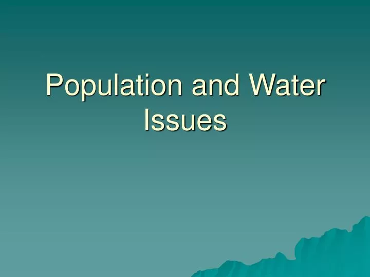 population and water issues