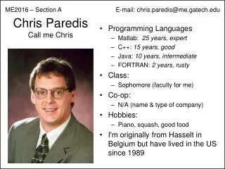 Chris Paredis Call me Chris