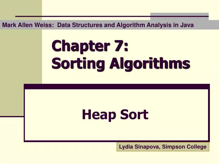 chapter 7 sor ting a lgorithms