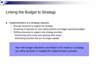 Linking the Budget to Strategy