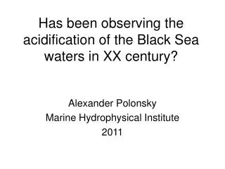 has been observing the acidification of the black sea waters in xx century