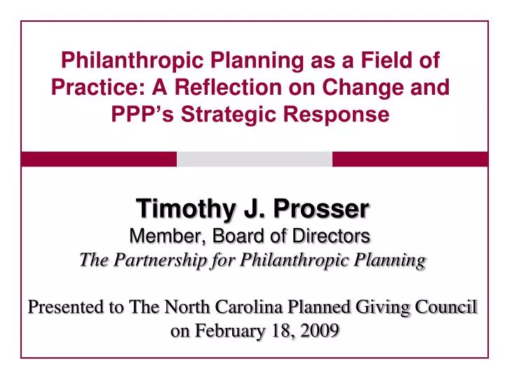 philanthropic planning as a field of practice a reflection on change and ppp s strategic response