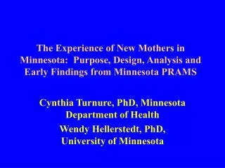 The Experience of New Mothers in Minnesota: Purpose, Design, Analysis and Early Findings from Minnesota PRAMS