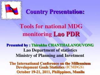Tools for national MDG monitoring Lao PDR