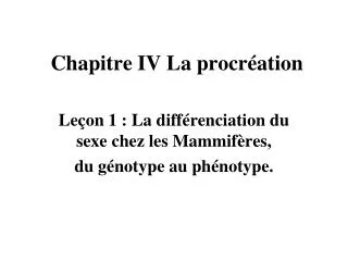 chapitre iv la procr ation