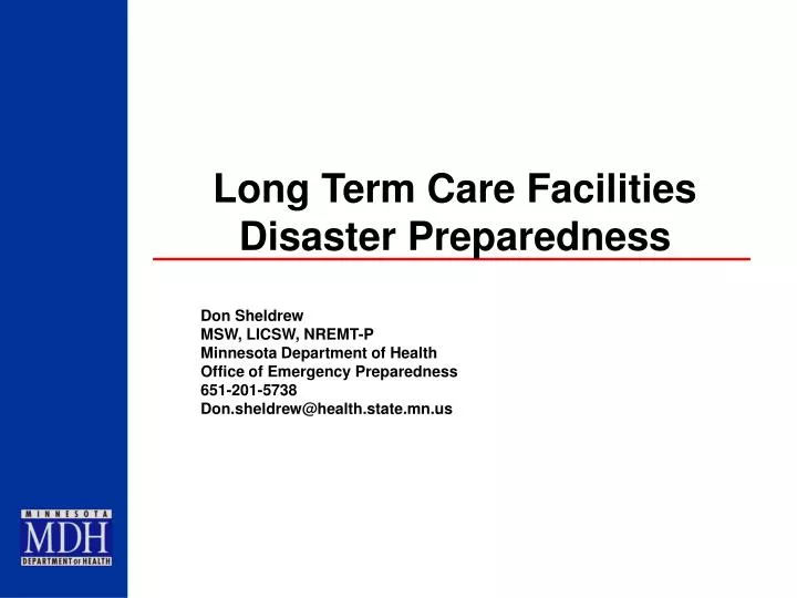 long term care facilities disaster preparedness