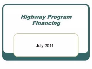 Highway Program Financing