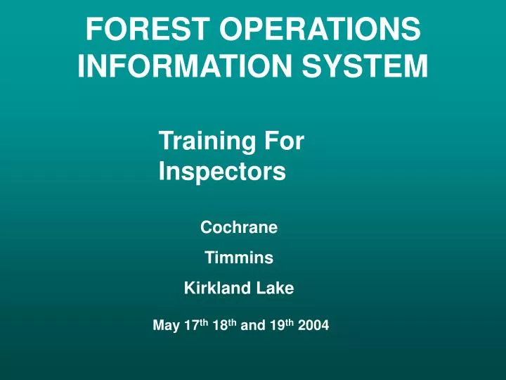 forest operations information system