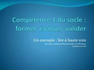 comp tence 1 du socle former valuer valider