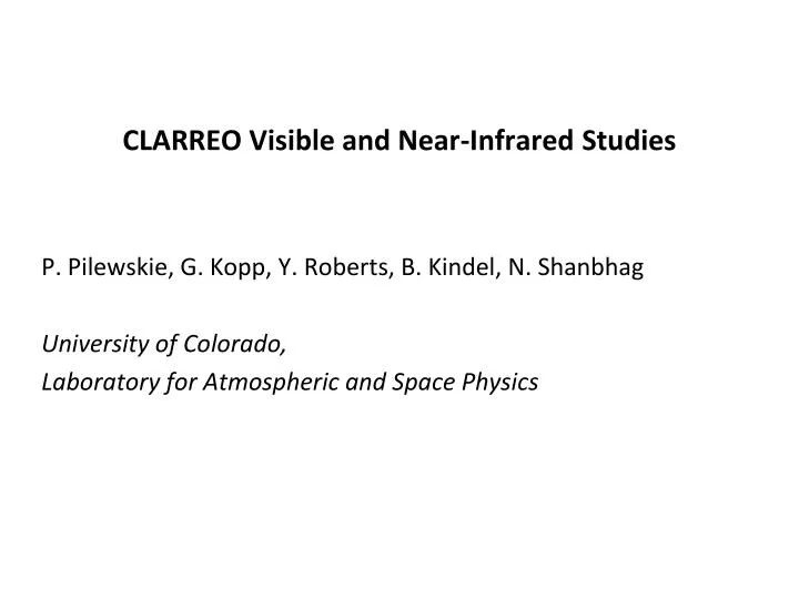 clarreo visible and near infrared studies