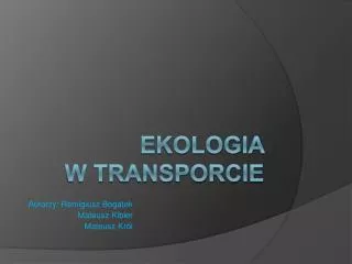 EKOLOGIA W transporcie
