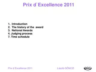 Prix d`Excellence 2011
