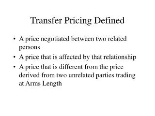 Transfer Pricing Defined