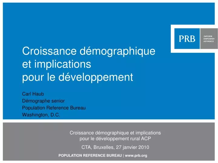 PPT - Croissance Démographique Et Implications Pour Le Développement ...