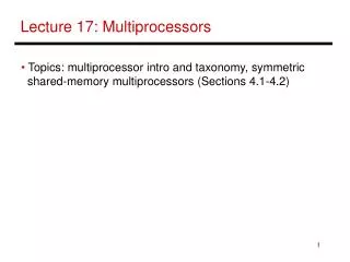 Lecture 17: Multiprocessors