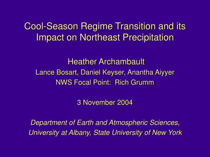 cool season regime transition and its impact on northeast precipitation