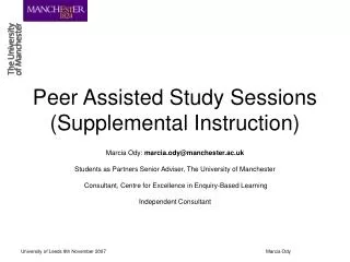 Peer Assisted Study Sessions (Supplemental Instruction)