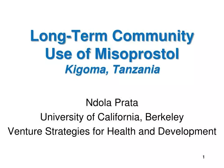 long term community use of misoprostol kigoma tanzania